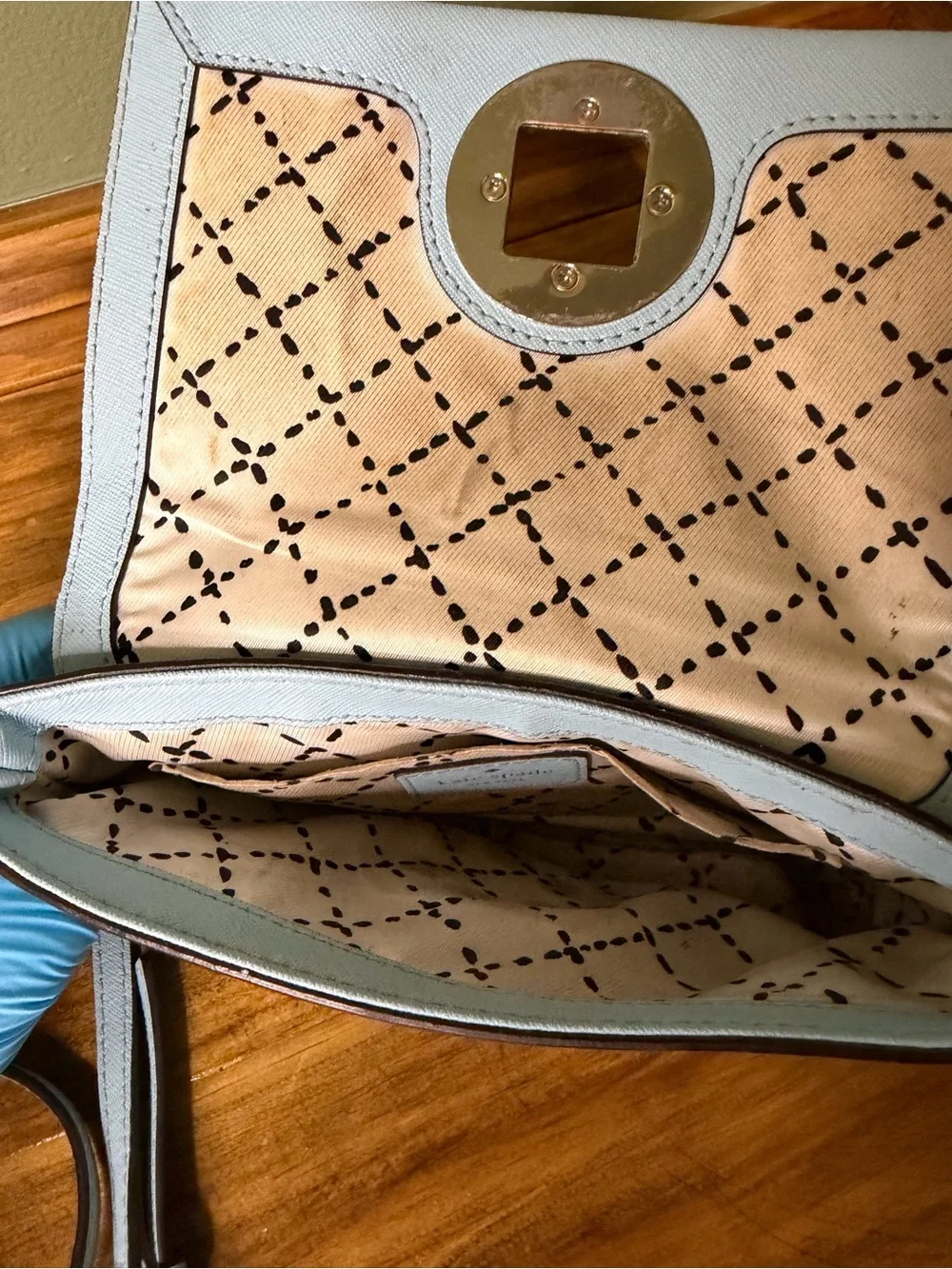 kate spade Light Blue Crossbody Bag with Gold Medallion